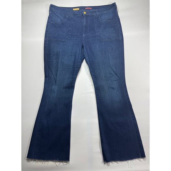 Pilcro by Anthropologie Denim - Pilcro by Anthropologie Women's Raw Hem Flare Blue Denim Jeans - Size33 (38x31)